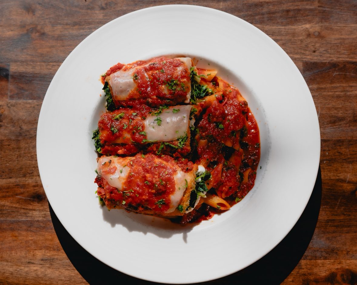 Eggplant Florentine Entrée.