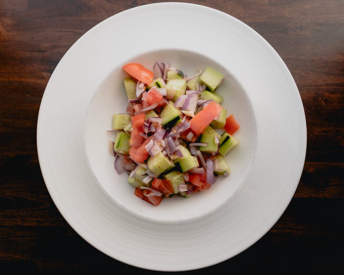 Tomato, Cucumber & Red Onion Salad.