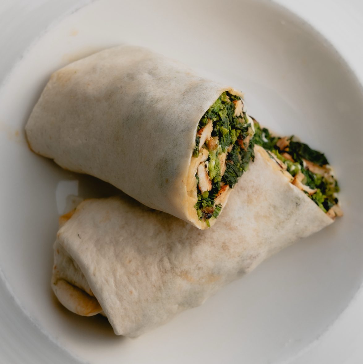 Broccoli Rabe with Grilled Chicken & Fresh Mozzarella Wrap.