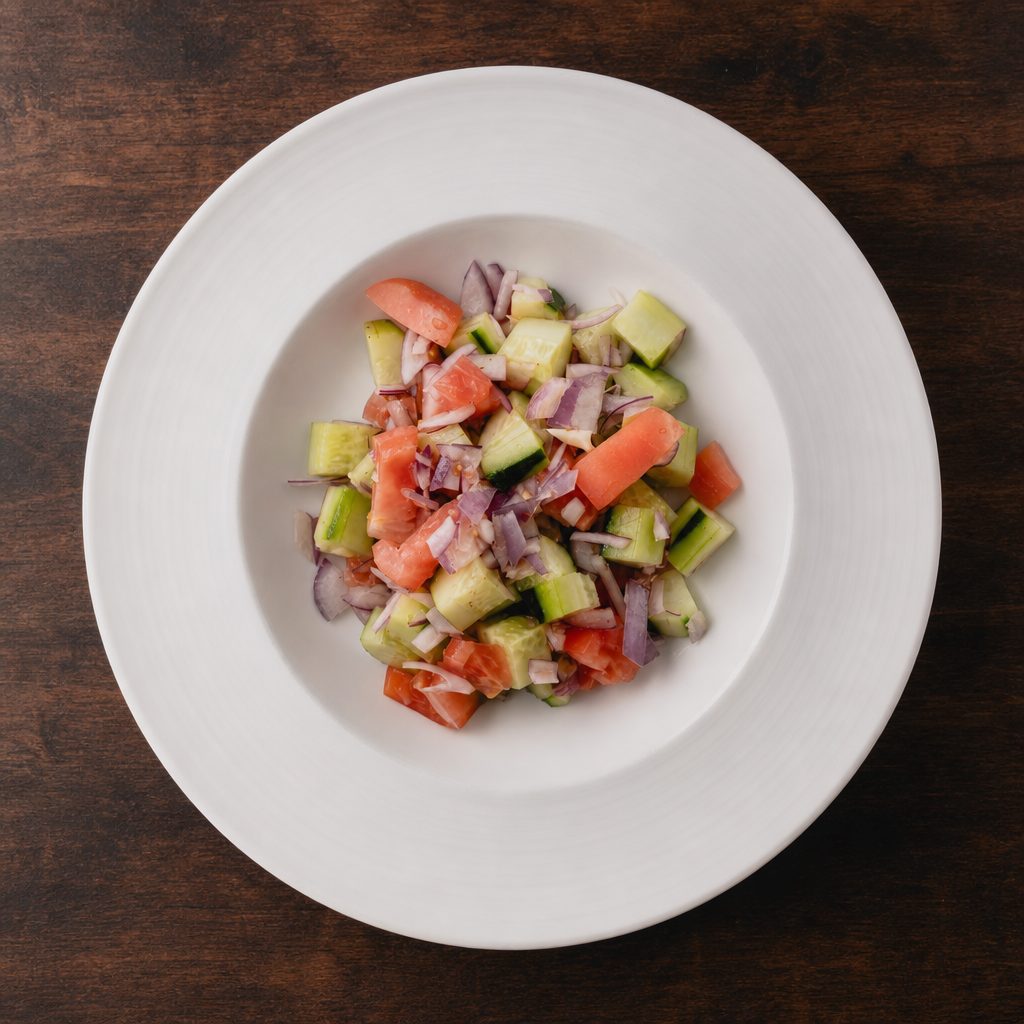 Tomato, Cucumber & Red Onion Salad.
