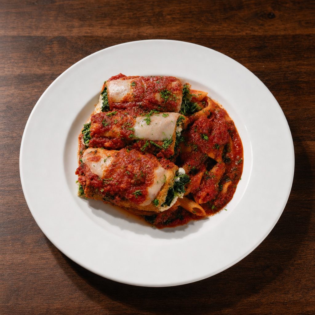 Eggplant Florentine Entrée.