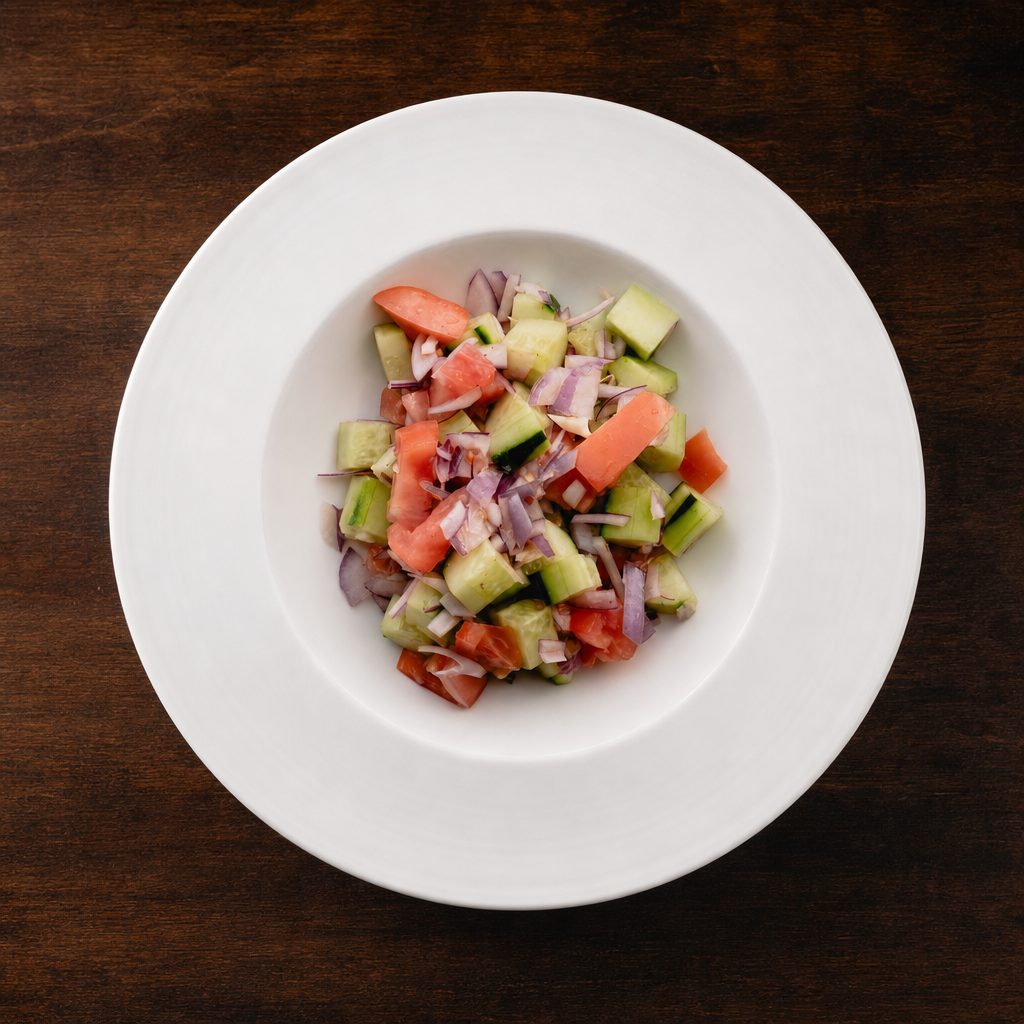 Tomato, Cucumber & Red Onion Salad.